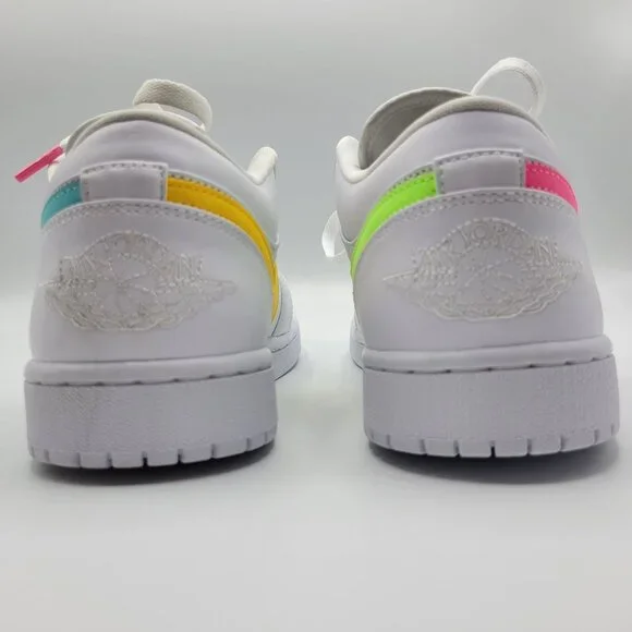 Nike Air Jordan 1 Retro Low Men Size 10 CW7033-100 Swoosh Shoes Whit Multicolor - Picture 10 of 14